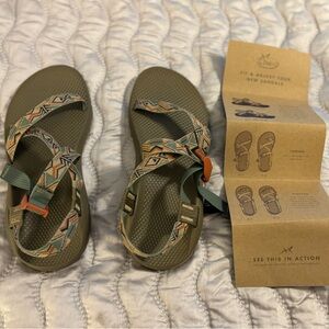 Chaco Kids Women’s Sandals with Green and Orange Pattern